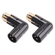 2PCS Audio Adapter Plug Adjustable Male to Female Right Angle XLR Adapter 3Pin Black (XLR 90 Degree 