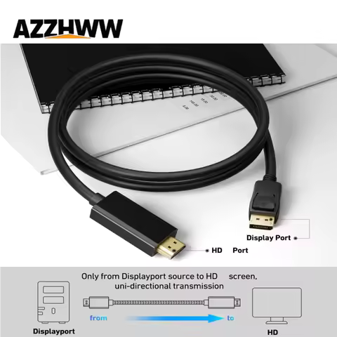 4K DisplayPort to HDMI-compatible Cable 1.8M DisplayPort to HDMI-compatible Adapter Converter for PC
