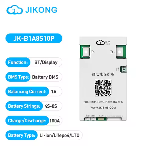 JIKONG JK-B1A8S10P Smart BMS 4S-8S Li-ion Lifepo4 LTO Battery 100A Balance Current Application Scena