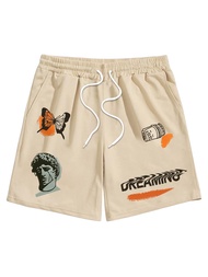 Men's Designer Graphic Shorts Drawstring Waist Cool Track Gym Workout Shorts