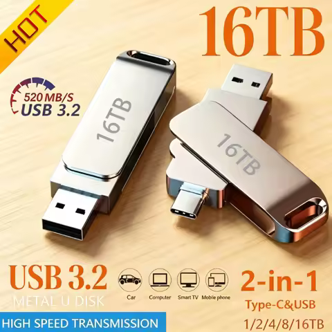 USB 3.2 Flash Drive High Speed 2TB USB Transfer Type-C 2-In-1 8TB 16TB OTG Pendrive Waterproof Flash