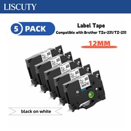 Label Tape Compatible for Brother P Touch TZe-231 White Laminated Black 0.47" x 8.0 ft (12 mm x 8 m)