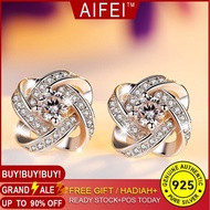 925 silver ring Cupronickel Silver Plated Inlaid Zircon Earrings Popular Clover Stud Earrings High-E