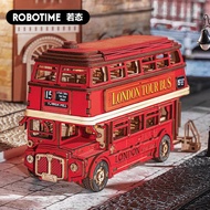 Robotime Rolife London Tour Bus Model Kereta Persiaran Bandar Hadiah Kanak-Kanak Kit Blok Binaan Tek