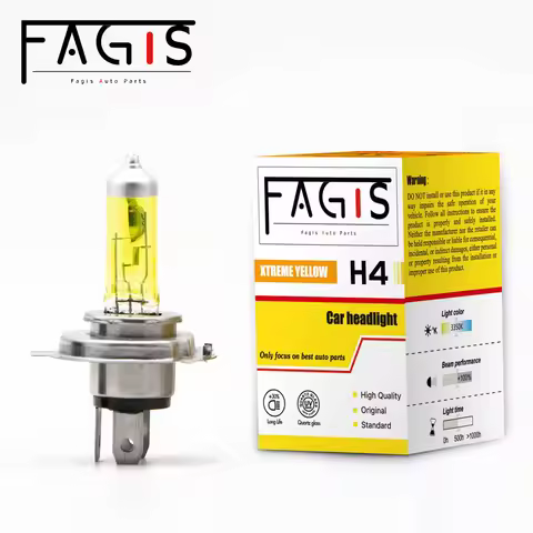 Fagis 1 Pcs H4 9003 P43T HB2 12V 60/55W Yellow Lights 2800k Car Lights Headlight Auto Fog Lamps Halo