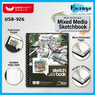 HUANYO] Unicorn Wire-O PP Cover A4 Mixed Media Sketch Book (165gsm 50 Sheets) Included Index & Pocke