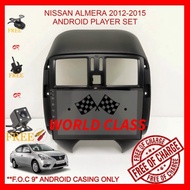 NISSAN ALMERA 2012-2015 ANDROID 9" IPS PLAYER 2.5D WITH ( F.O.C ANDROID PLAYER CASING)