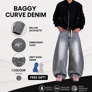 DC CLOTHING Baggy Curve Jeans – Painted Dirty Fit, Super Baggy Style, Curve Cut, YKK Zipper, Embroid