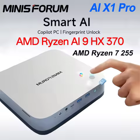 MINISFORUM AI X1 Pro Mini PC AMD Ryzen AI 9 HX 370/R7 255 Fingerprint AI Computer DDR5 SSD WiFi7 BT5