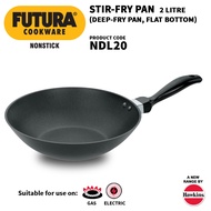 Hawkins Futura 2 Litre Deep Fry Pan, Long Handle Non Stick Kadai, Flat Bottom Kadhai, Black (NDL20)
