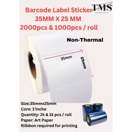 Barcode Label/Barcode Sticker 35mmx25mm (1000pcs/roll or 2000pcs/roll) -For Thermal Transfer/Barcode
