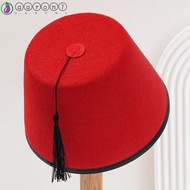 AARON1 Felt Fez Cap, Round Moroccan Hat Tarboosh Fez Hat, Universal Breathable Cosplay Red Color Tur