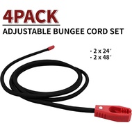 Lekarf Adjustable Bungee Cords, 4PC Pack Include 2x24 inch, 2x48 inch with Organized Tape, GS Certif