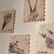 綠繡眼 復古 郵票 貼紙