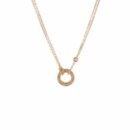 Cartier LOVE兩鑽圓餅項鏈18K玫瑰金/鑽石項鏈玫瑰金項鍊