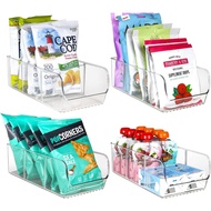 ELTOW4-PackSnackOrganizer,3-CompartmentPlasticBinswithRemovableDividers,Chip&FoodStorageforPantry,Sp