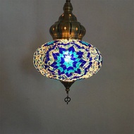 Big Size Mediterranean Turkish Mosaic Pendant Lamp Stained Glass Globe Hanging Lamp Sconces Hotel LE