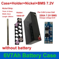 6V 7Ah Battery Case 6V7Ah Empty Box 2S 8A 6.4V 7.2V BMS 18650 6P Holder Nickel Strip for DIY Energy 