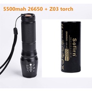 Sofirn Zoomable LED Flashlight Z0 With Inserted 5000mAh 26650 Battery 5 Modes For Camping Caving Sea