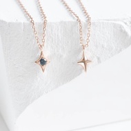 倫敦藍托帕石925純銀十字星星項鍊