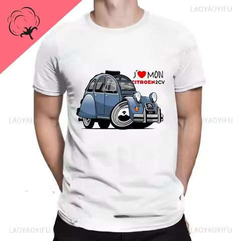 Citro 2Cv Caricature Blue 100%cotton T Shirt Big Size 2 Cv Deux Chevaux Deuxchevaux Type Az Classic 