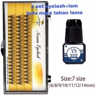 1 Set Eyelash Extension 10D 60 Pieces Cluster Extension + Eyelash Glue Mat