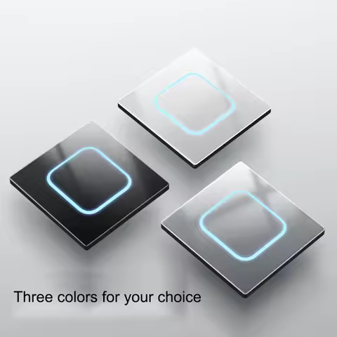 White Tempered Glass Large Aperture LED Switch 1 2 3 4 Gang 1 2 Way Lizard Point Switch TV EU Socket
