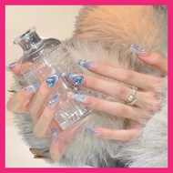 Thai Shop False Nails DD257 Fashion French Style Flash Drill