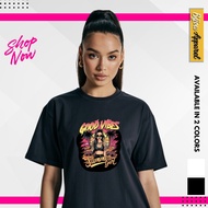 Premium Cotton Tshirt Good Vibes Woman S-2XL Black and White Tshirt