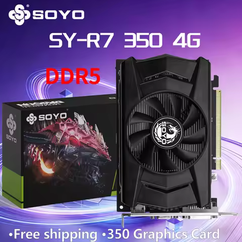 SOYO AMD Radeon R7 350 4GB GDDR5 Graphics Card Video Card PC Game Desktop Computer componen 128bit 2