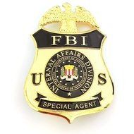 Metal Pure Copper Big Badge FBI Back Pin Cowhide Cushion
