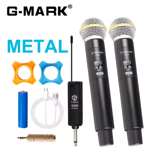 Wireless Microphone G-MARK G24S Karaoke Mic Microphone Work 5 Hours For Speakers Live KTV Show Home 