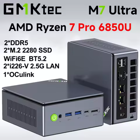 GMKtec M7 Ultra AMD Ryzen 7 PRO 6850U MINI PC 2*DDR5 2*PCIe4.0 SSD WiFi6E BT5.2 OCulink 2*2.5G LAN 2
