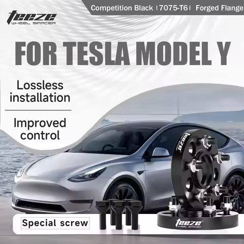 Teeze 2/4pcs 5x114.3 CB 64.1mm M14x1.5 Hub Centric Black Forged wheel spacer For TESLA Model Y Flang