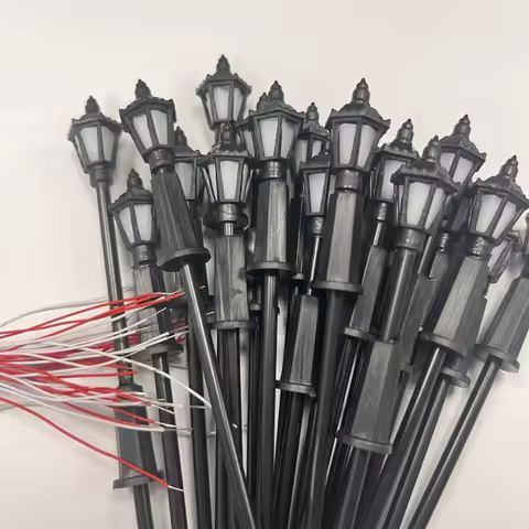 Q0KB 20pcs Layout Lamppost Model LED Lamp Railway Train Scenery Table War Game
