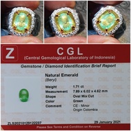 Batu Green Emerald Colombia Zamrud Colombia Minor Memo 1.71 crt