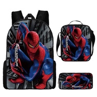 Spiderman Backpack Pencil Case Lunch Bag Three-Piece Set Primary School Student Cartoon Boy Backpack Superman Spiderman Batman