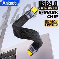 Ankndo 13cm Short USB 4.0 Cable 5A 240W Type C to Type C PD Fast Charge Cable Thunderbolt 3 8K@60Hz 
