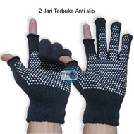 Black Anti-Slip Gloves 2 Open Fingers/ Fishing, Motorbike, Gym Gloves. 2-FingeredST