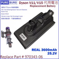 淨博 - 適用Dyson V11 SV14系列Detect Fluffy Absolute Animal無線吸塵機代用鋰電池3600mAh #970343-06 (插頭式電池，鎖螺絲式不適用)