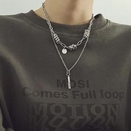 雙層疊戴項鍊女歐美辣妹夏鎖骨鏈男潮ins嘻哈感甜酷配飾