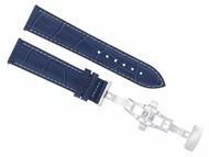 Ewatchparts 22MM LEATHER WATCH STRAP BAND COMPATIBLE WITH BULOVA 96A118 96A101, 96G175 CLASP BLUE WS