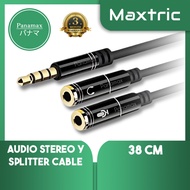Panamax 38CM Quality Stereo AUX to Microphone and Audio Cable ( 3.5mm STEREO 4COND MALE - 2XFEMALE C