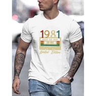 1981 Graphic Tee Men's Casual Short Sleeve Shirt Summer All Season Trend Fashion Popular Style T-Shi
