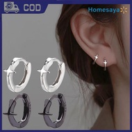 4-point Cross Star Hoop Earrings Men Women Street Gothic Ear Cod Jewelry