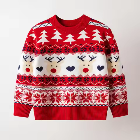 Boys Christmas Sweater Children Warm Pullover Girls Cartoon Knitted Autumn Winter Cotton Jumper New 