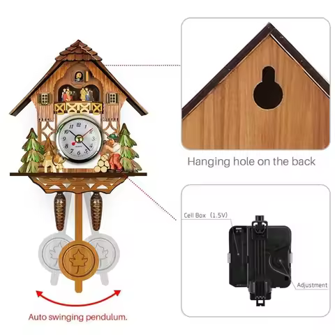 Spot wall clock cuckoo cuckoo time alarm clock Nordic retro clock wooden living room clock