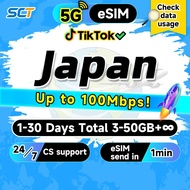 Wefly Japan eSIM 5G 3-30 Days 3-50GB Unlimited Data eSIM Japan SIM Card eSIM send in 1 min