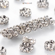 Beebeecraft 200pcs Brass Rhinestone Spacer Beads Grade A Wavy Edge Platinum Metal Color Rondelle Crystal 6x3mm Hole: 1mm for DIY Crafts