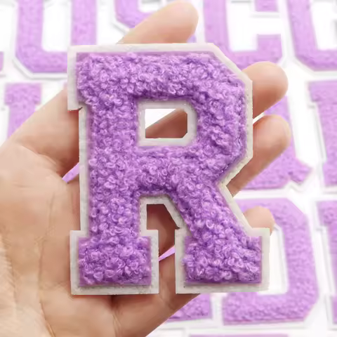 1PC A-Z Purple Chenille Patches Iron on Large 3.2 ”H x 2.4" W College Letters Embroidered Patches fo